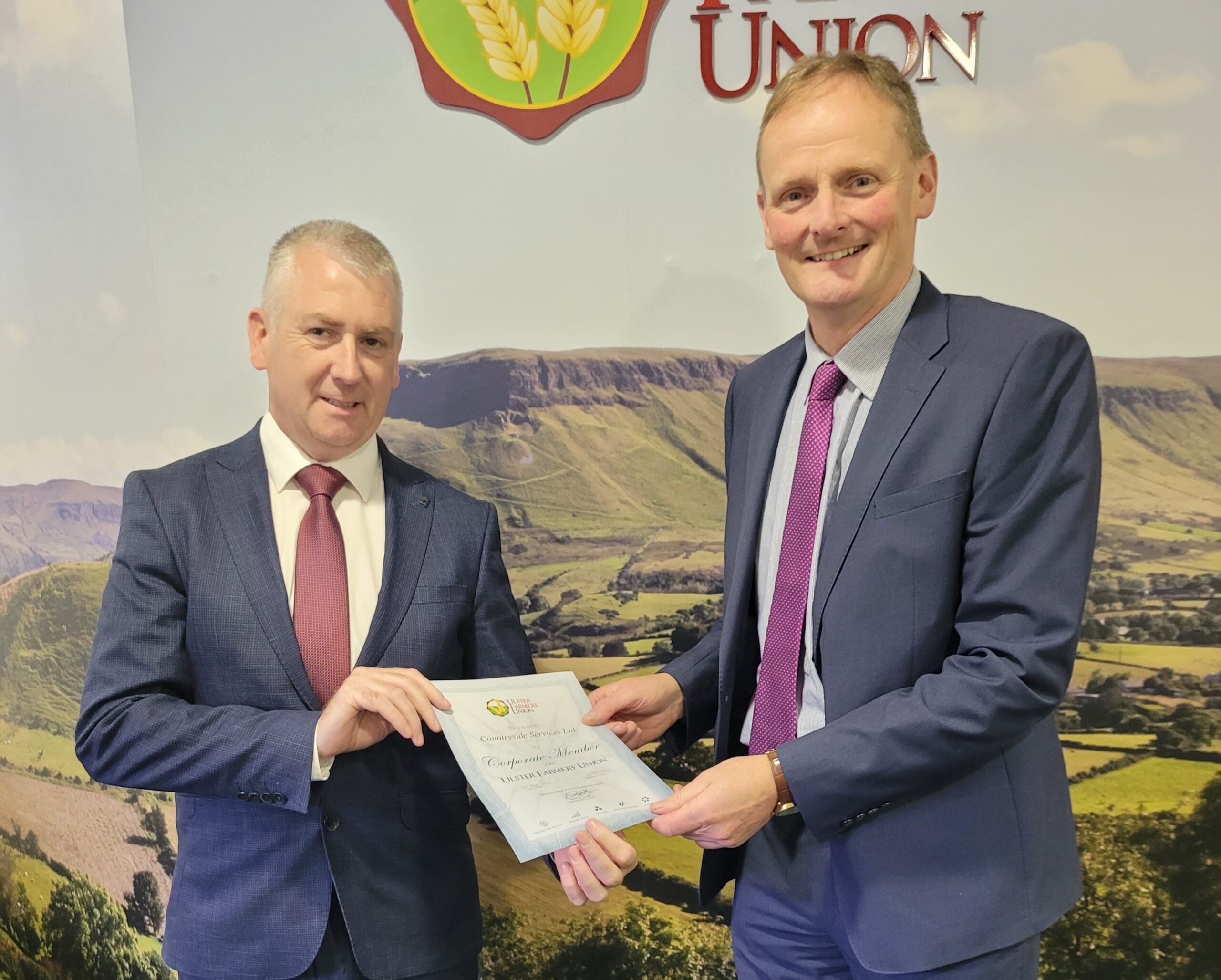 Countryside Services Ltd managing director Conall Donnelly and UFU president David Brown.
