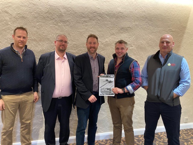 UFU seeds and cereals vice chair Richard Orr, divisional director for services (cereals and oilseeds sector lead) Ken Boyns, board member and cereals and oilseeds sector council chair Tom Clarke, UFU seeds and cereals chair Christopher Gill and UFU deputy president John McClenaghan.