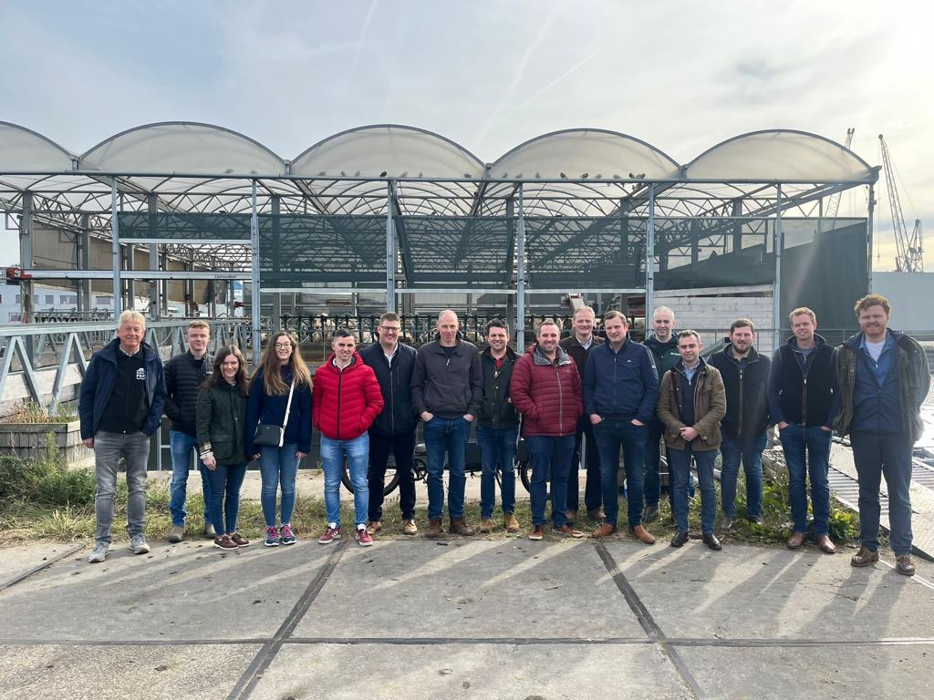 UFU Next Gen members pictured at the floating dairy farm in the Netherlands.
